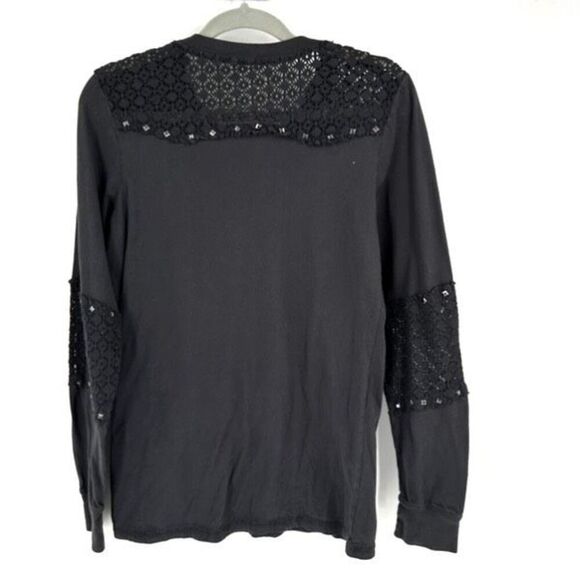 Affliction Women’s Studded Thermal LS T Shirt Cut Out Skeleton Headdress Small - Picture 2 of 8